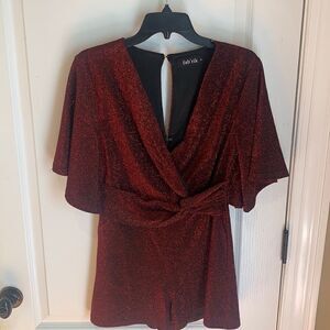 New Fab’rik Tyche red sparkly romper for Holidays